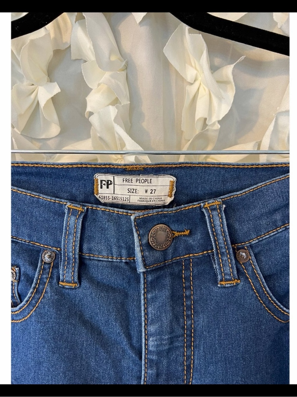 Free People Medium Blue High-Rise Flare Jeans